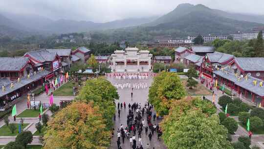 嵩山少林寺功夫表演航拍