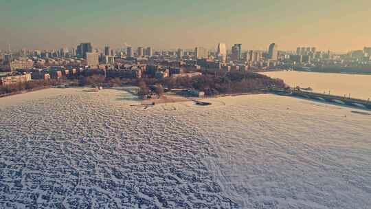 长春南湖城市风景航拍