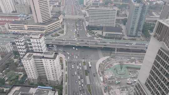 上海高架车流  城市风光航拍