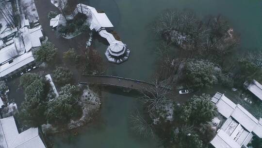 杭州西湖茅家埠航拍雪景合集