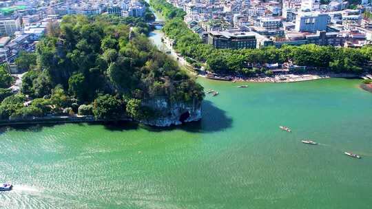 4K广西桂林名山象鼻山景区航拍视频