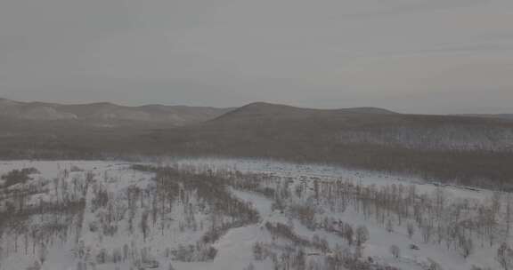 根河冬季雪景航拍