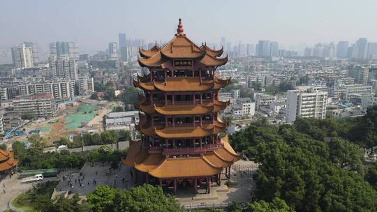 湖北武汉黄鹤楼5A景区航拍