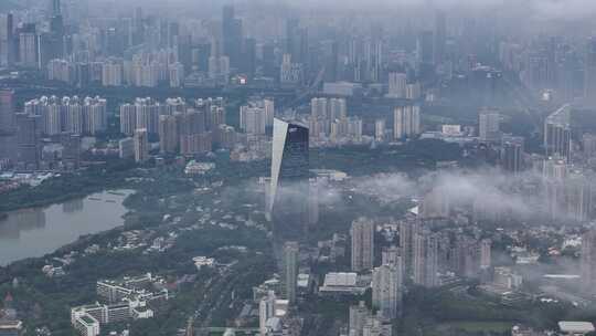 云端上的深圳湾超总基地在建工地航拍空镜