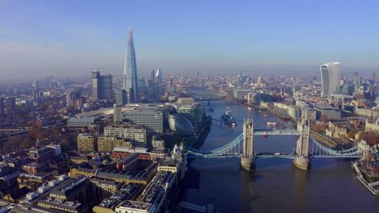 英国伦敦天际线高空航拍