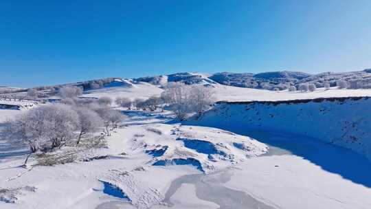 冬季乌兰布统绝美雾凇雪林雪景