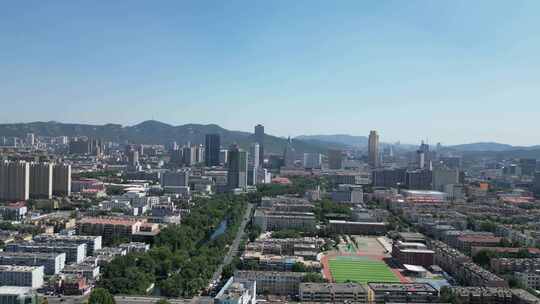 航拍济南城市天际线济南大景济南全景