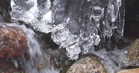 春天冰雪消融河流小溪水山泉水广告宣传片