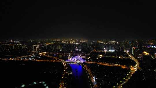 江苏无锡城市夜景灯光航拍