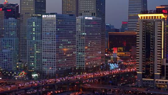 北京国贸建筑夜景风光