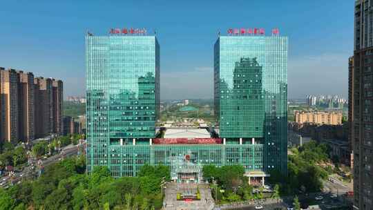 4K内江城市规划展览馆万达广场汉安大道视频素材模板下载