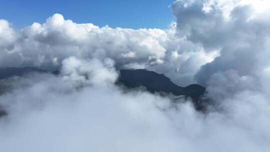 蓝天白云下航拍美丽中国喀斯特地貌、森林