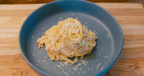 Carbonara，意大利面，盘子，厨房