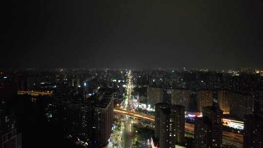 河南郑州夜景航拍