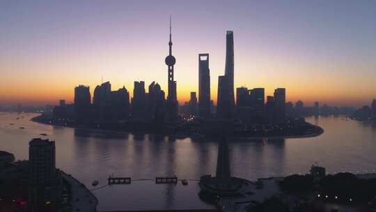 上海陆家嘴日出日落航拍