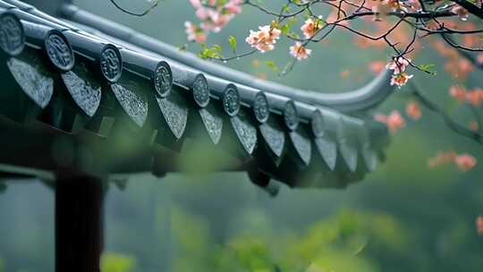 意境屋檐 雨滴滴水 烟雨江南