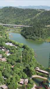 竖版航拍湖北襄阳黄家湾风景区