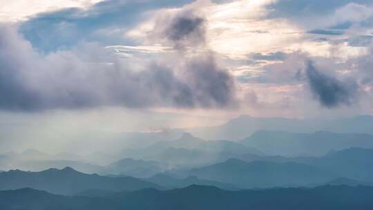 云海山峦美丽乡村唯航拍清早晨农区雾朝夕阳