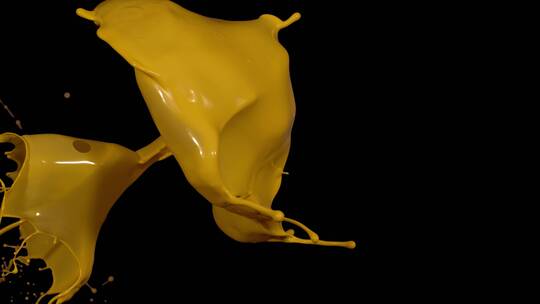 黄色液体颜料泼洒飞溅 (2)