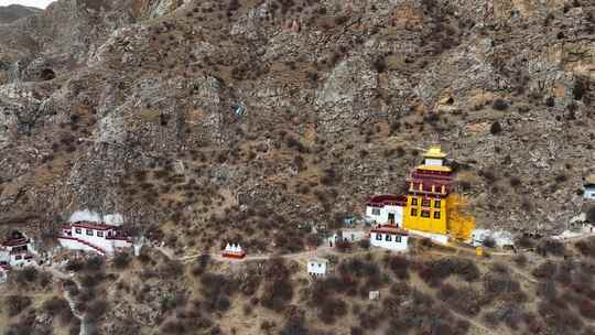 航拍西藏拉萨扎叶巴寺建筑群