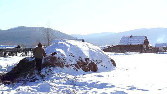 北纬52°，百年边塞奇乾小村雪景视频素材模板下载