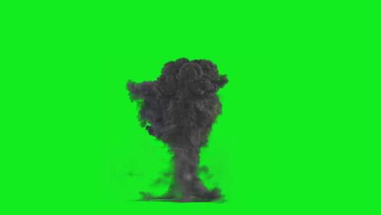 炸弹爆炸特效绿背景可抠图，自带音效视频素材模板下载