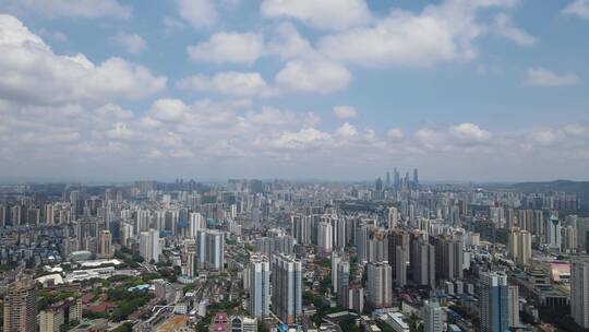 贵州贵阳城市蓝天白云天际线航拍