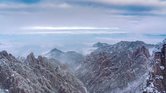 安徽黄山旅游雪景云海风光延时短片