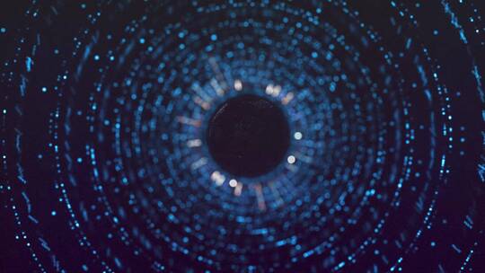 蓝色科技圆环空间地球穿梭动画互联网