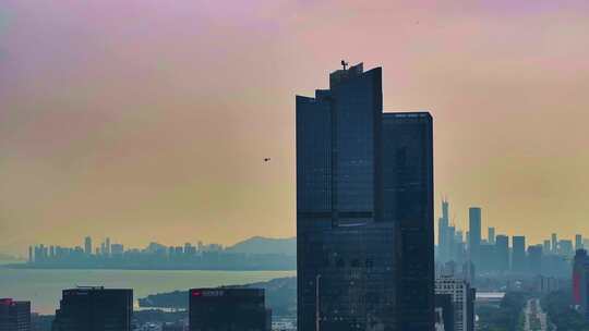 航拍深圳港珠澳大湾区CBD都市摩天大楼