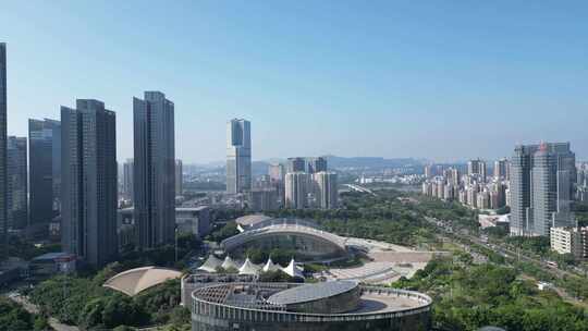 航拍惠州城市地标高楼惠州大景