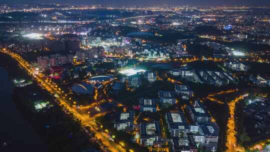 广州官洲生物岛日落夜景延时