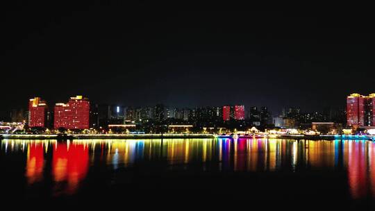 合集湖北襄阳城市夜景灯光4K航拍