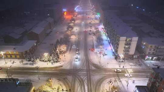 最冷城市根河雪夜灯光夜景