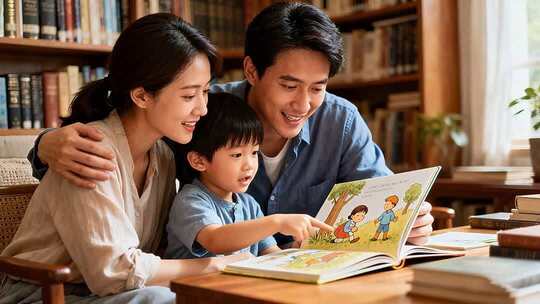 家庭亲子共读绘本场景