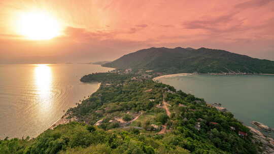 夏日泰国帕岸岛Haad Rin海滩全景鸟瞰图