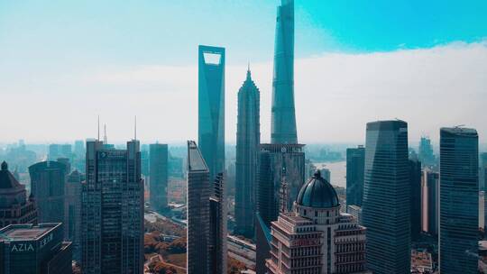 上海陆家嘴城市航拍视频素材模板下载
