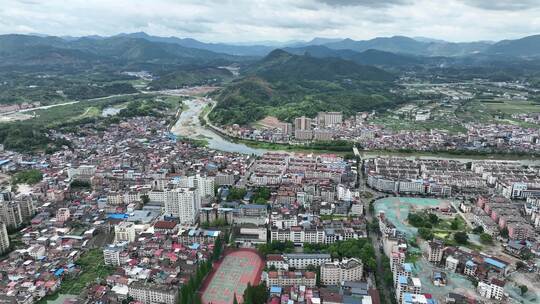 航拍福建南平市浦城城市风光建筑历史古建