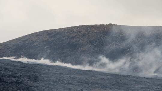 火山，山，蒸汽，玄武岩