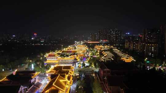 四川眉山东坡印象水街夜景航拍