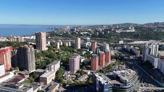 俄罗斯海参崴城市航拍