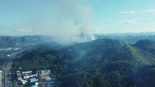 4k森林火灾航拍 消防山火安全浓烟视频素材模板下载