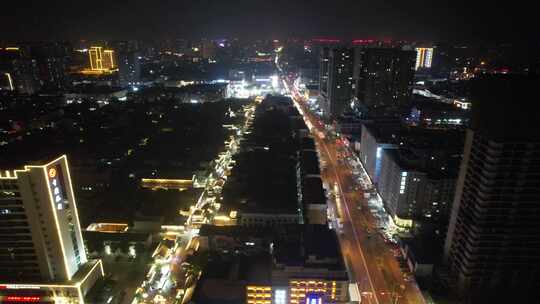 河北邯郸城市高楼建筑夜景交通航拍