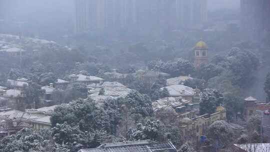 四川成都市温江区万春镇下雪的场景实拍素材