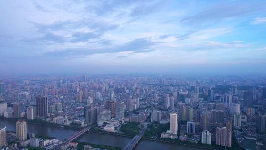 广州城市摩天高楼建筑群全景风光航拍