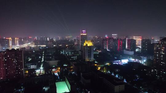 洛阳西工公安大楼城市夜景航拍