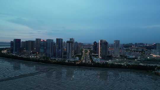 航拍泉州东海中央商务区夜景