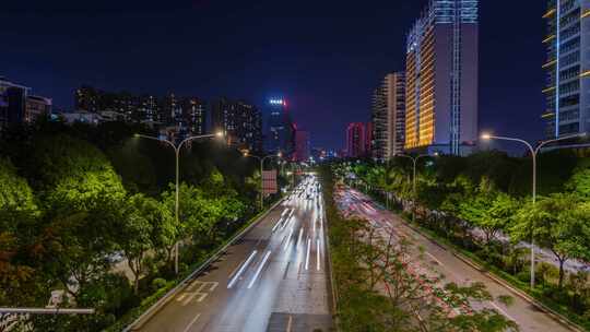 城市道路交通晚高峰 高速公路车流夜景延时