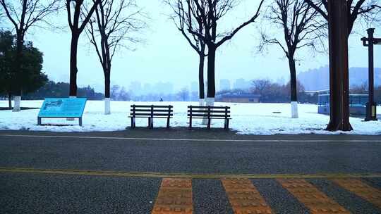 西安大明宫遗址公园大雪雪景