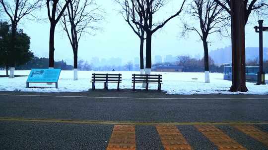西安大明宫遗址公园大雪雪景视频素材模板下载